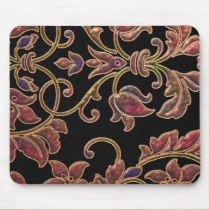 Puffy Look Damask auf Black Mousepad
