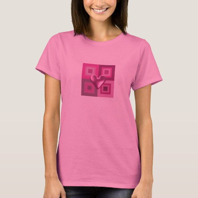 Puffy Pink Herzdesign T-Shirt (Vorderseite)