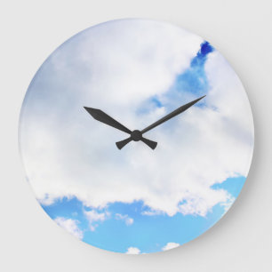 Puffy White Clouds and Blue Sky Große Wanduhr