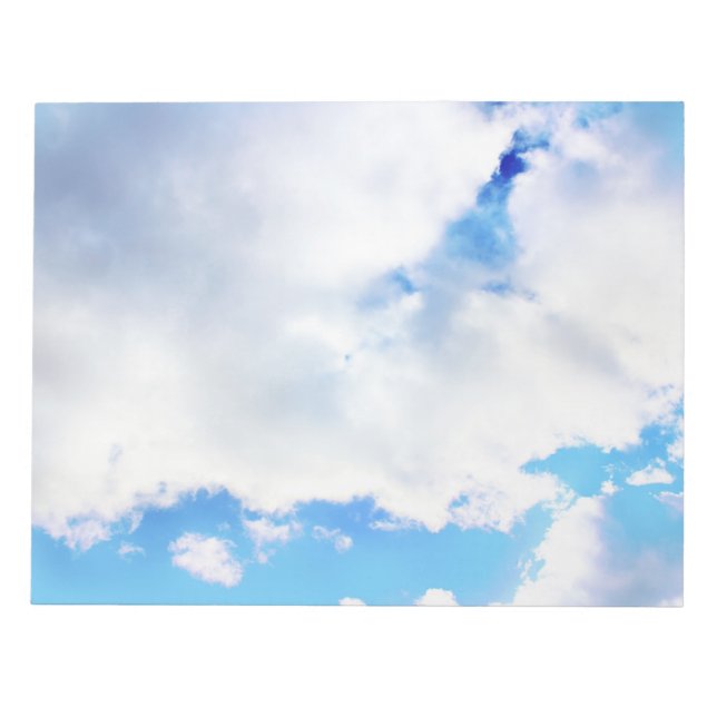 Puffy White Clouds und Blue Sky Notizblock (Vorderseite)