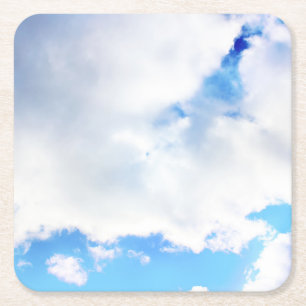 Puffy White Clouds und Blue Sky Rechteckiger Pappuntersetzer