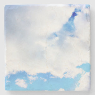 Puffy White Clouds und Blue Sky Steinuntersetzer