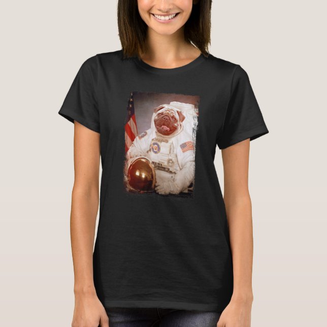 Pug Astronaut Moon Space Mission Animal Astronaut T-Shirt (Vorderseite)