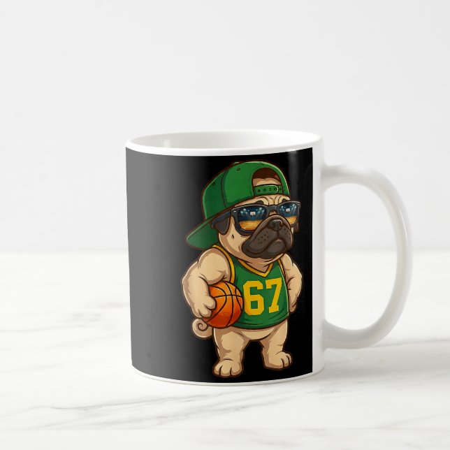 Pug Basketball Dog 67 Gen Alpha Slang Srts Men Boy Kaffeetasse (Rechts)