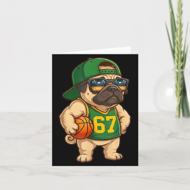 Pug Basketball Dog 67 Gen Alpha Slang Srts Men Boy Karte (Vorderseite)