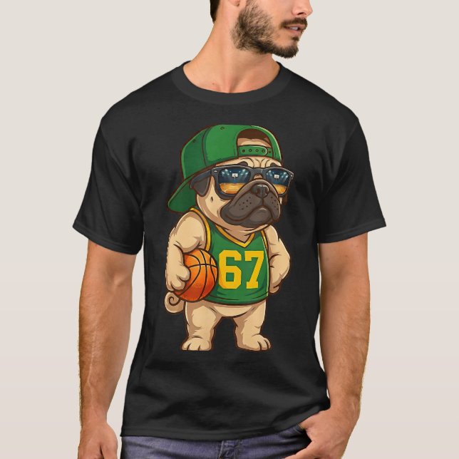 Pug Basketball Dog 67 Gen Alpha Slang Srts Men Boy T-Shirt (Vorderseite)
