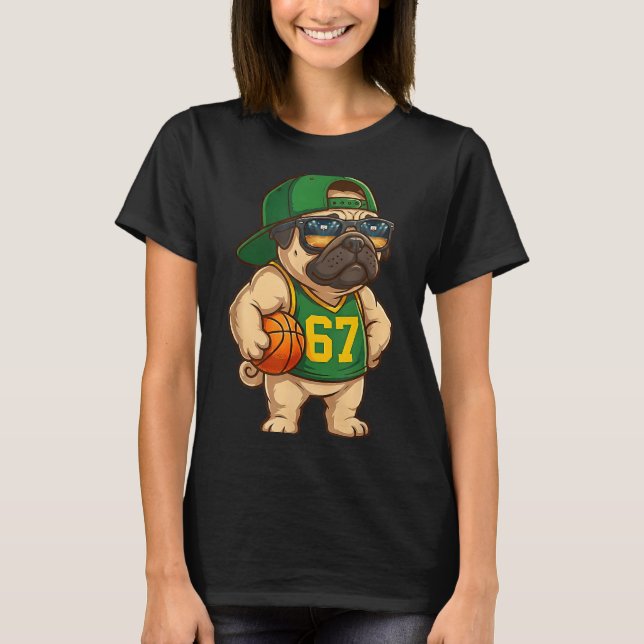 Pug Basketball Dog 67 Gen Alpha Slang Srts Men Boy T-Shirt (Vorderseite)