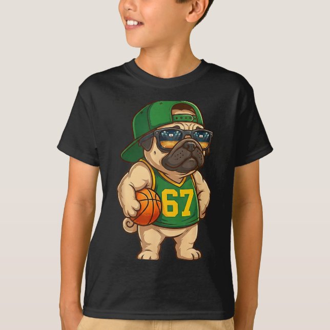 Pug Basketball Dog 67 Gen Alpha Slang Srts Men Boy T-Shirt (Vorderseite)