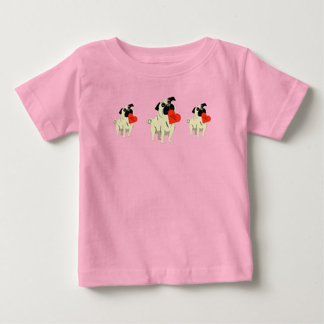 Pug be my Valentine Baby T-shirt (Vorderseite)