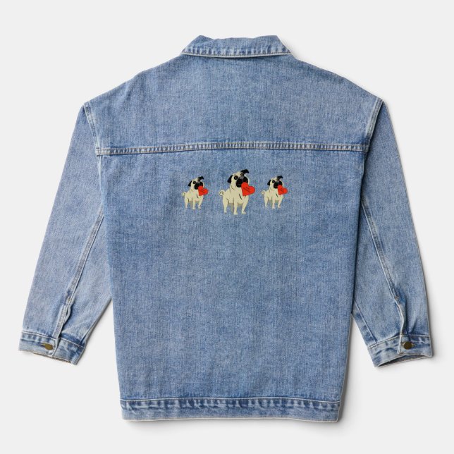 Pug be my Valentine Jeansjacke (Rückseite)