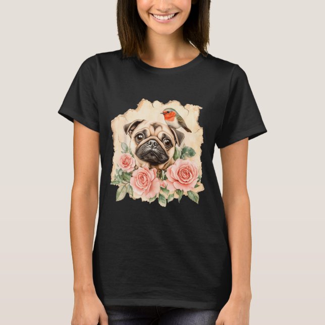Pug bird cute dog funny pug  T-Shirt (Vorderseite)