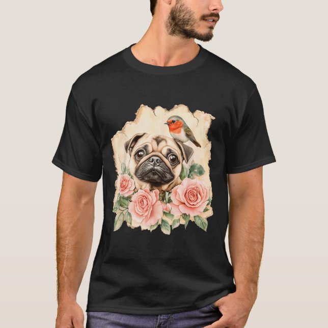Pug bird cute dog funny pug  T-Shirt (Vorderseite)