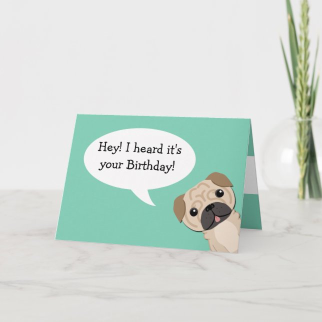 Pug Birthday Card Karte (Vorderseite)