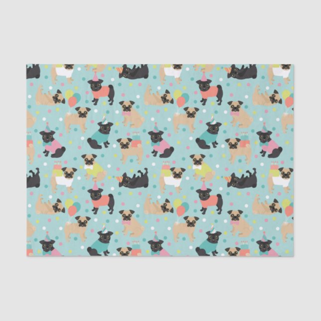 Pug Birthday Tissue Paper Seidenpapier (Vorderseite)