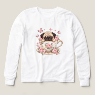 Pug Blossom Dreams Kinder T-Shirt – Süßer floraler