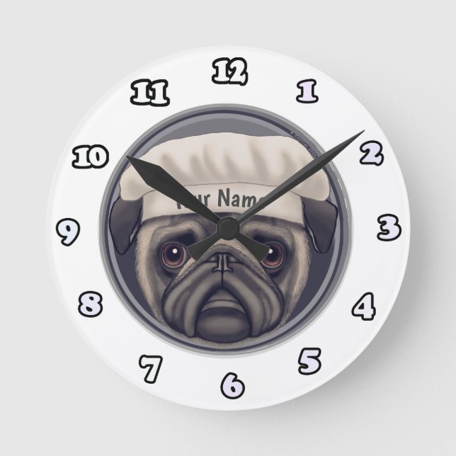 Pug Chef Uhr (Vorderseite)
