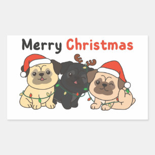 Pug Christmas Animals Cute Dogs Merry Sticker