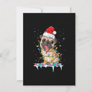 Pug Christmas Tree Lights Santa Dog Xmas Gifts Boy Einladung