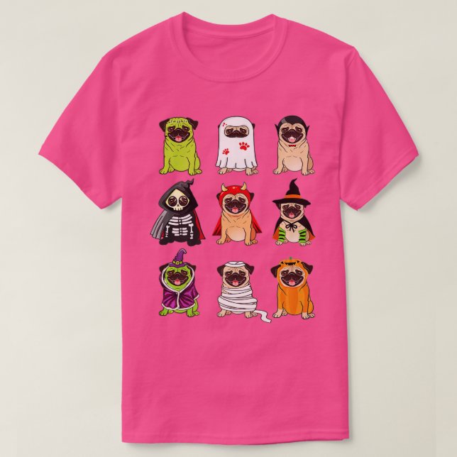 Pug Collection Happy Pug-o-ween Halloween Spooky C T-Shirt (Design vorne)