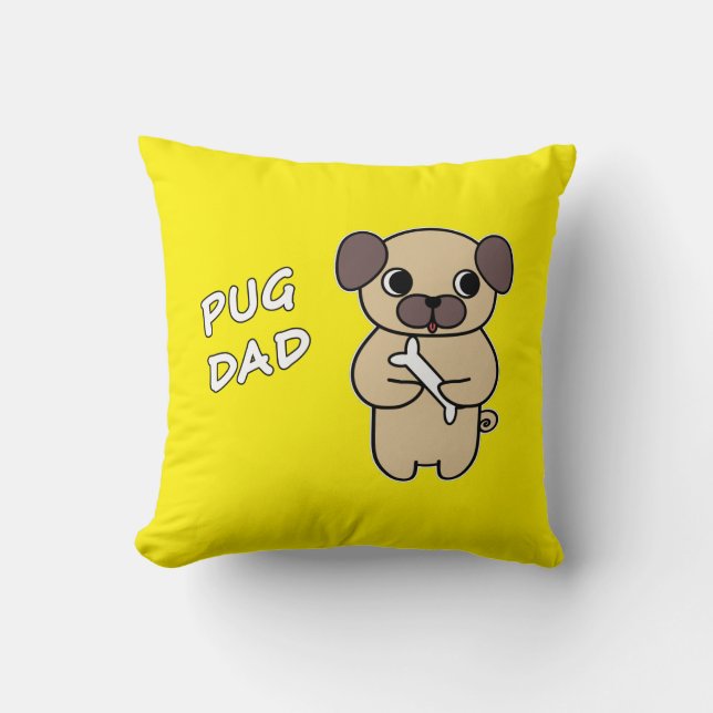PUG DAD - Hellgelb Kissen (Vorderseite)
