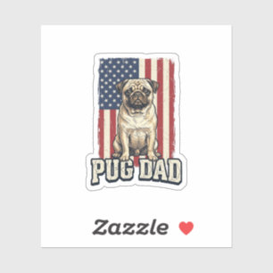Pug Dad Patriotisches Vintage Gravur Hund-Shirt De Aufkleber