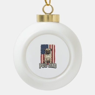 Pug Dad Patriotisches Vintage Gravur Hund Shirt De Keramik Kugel-Ornament