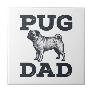 Pug Dad Vintage Gravur Hundeliebhaber-Shirt-Design Fliese