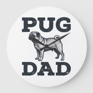 Pug Dad Vintage Gravur Hundeliebhaber-Shirt-Design Große Wanduhr