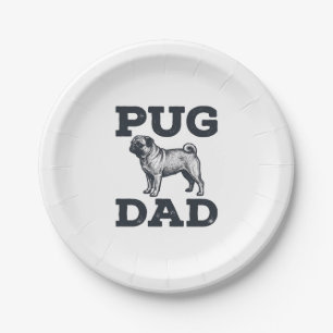 Pug Dad Vintage Gravur Hundeliebhaber-Shirt-Design Pappteller