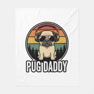 Pug Daddy Vintage Sonnenuntergang Hund Vector-Shir Fleecedecke