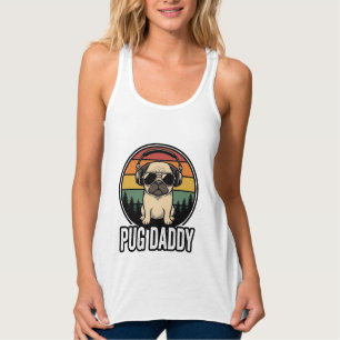 Pug Daddy Vintage Sonnenuntergang Hund Vektor-Shir Tank Top