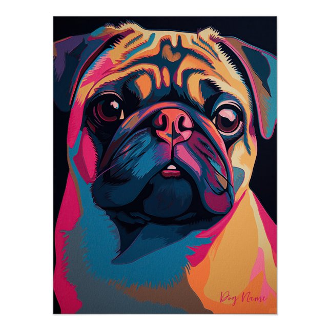 Pug Dog 001 - Bruno Pokopen Poster (Vorderseite)