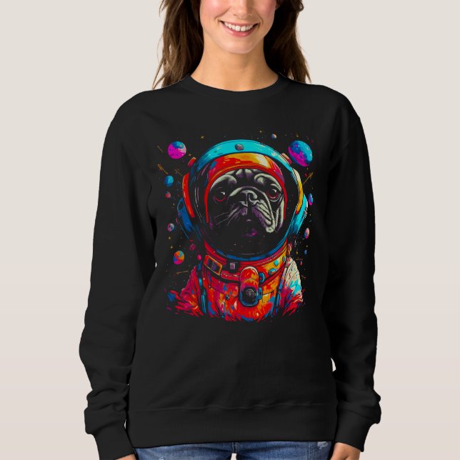 Pug Dog  Astronaut Sweatshirt (Vorderseite)
