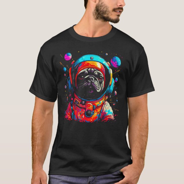 Pug Dog  Astronaut T-Shirt (Vorderseite)