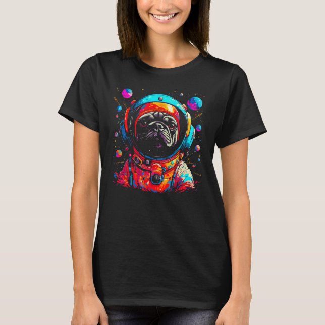 Pug Dog  Astronaut T-Shirt (Vorderseite)