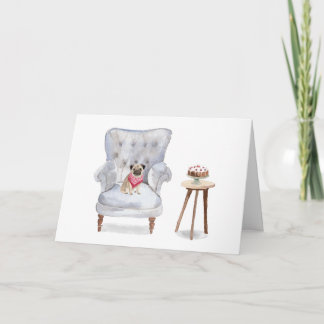 Pug Dog Birthday Greeting Card Karte