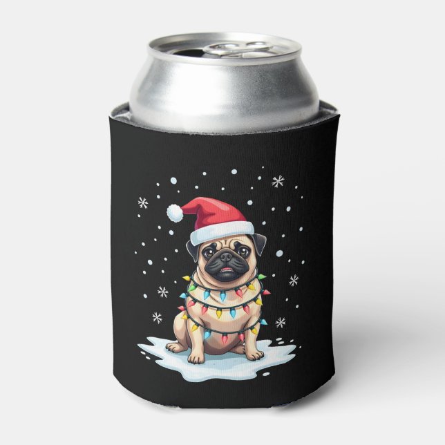 Pug Dog Christmas Men Women (1) Dosenkühler (Kanne Vorderseite)