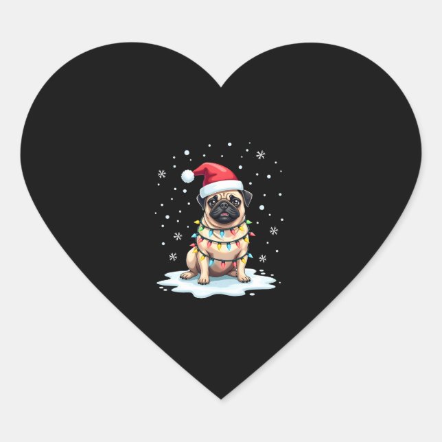 Pug Dog Christmas Men Women (1) Herz-Aufkleber (Vorderseite)