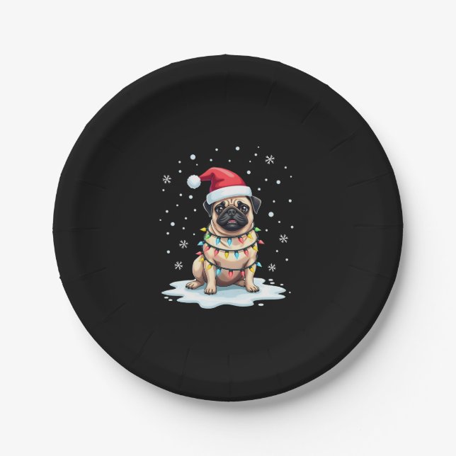 Pug Dog Christmas Men Women (1) Pappteller (Vorderseite)