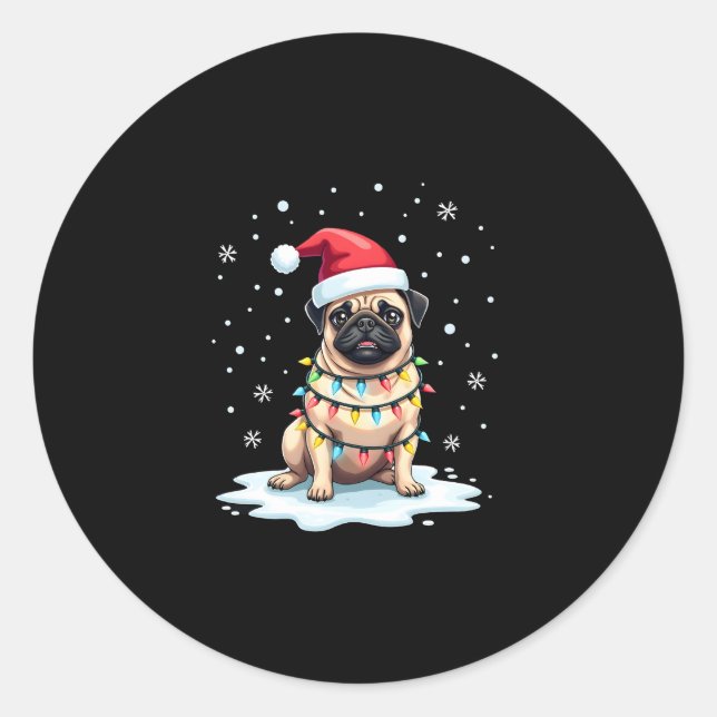 Pug Dog Christmas Men Women (1) Runder Aufkleber (Vorderseite)