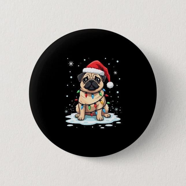 Pug Dog Christmas Men Women (2) Button (Vorderseite)