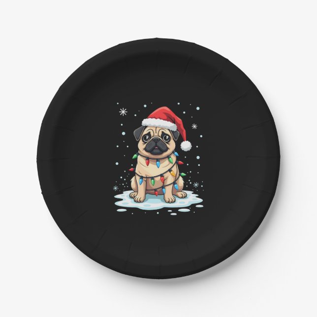 Pug Dog Christmas Men Women (2) Pappteller (Vorderseite)