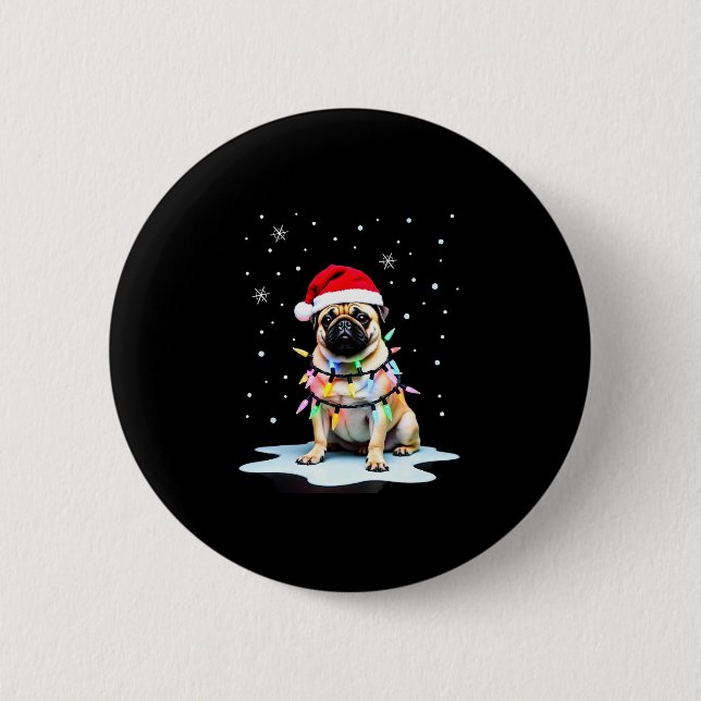 Pug Dog Christmas Men Women (3) Button (Vorderseite)