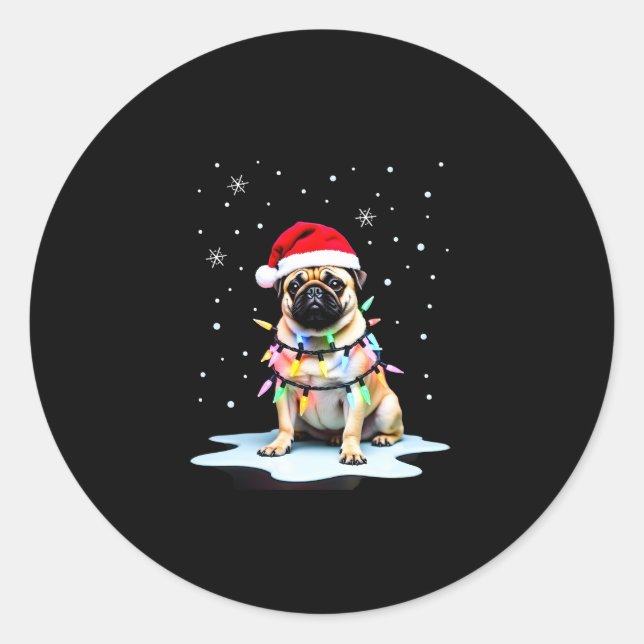 Pug Dog Christmas Men Women (3) Runder Aufkleber (Vorderseite)