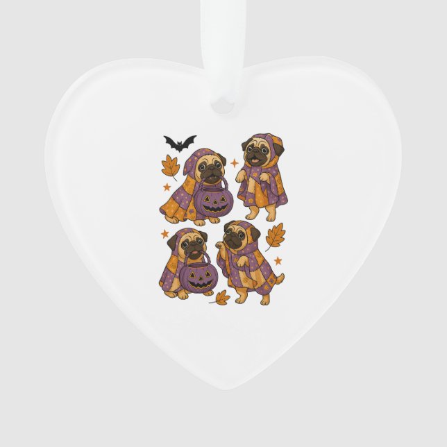 Pug Dog Ghost Halloween Spooky Ornament (Vorderseite)