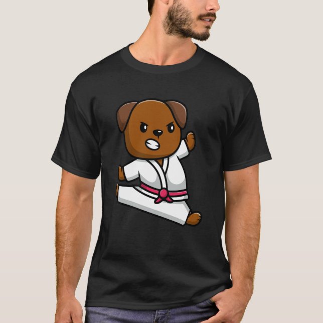 Pug Dog Knows Karate Dog Karate Dog T-Shirt (Vorderseite)