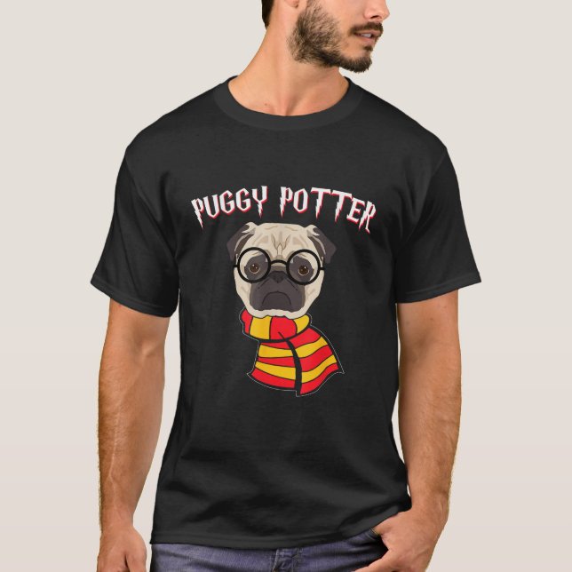 Pug Dog Pet Gift Tees Puggy Potter Nerd Pug Dog  (Vorderseite)