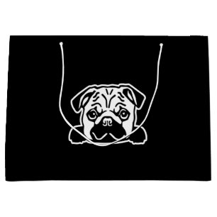 Pug Dog Sketch Portrait Große Geschenktüte