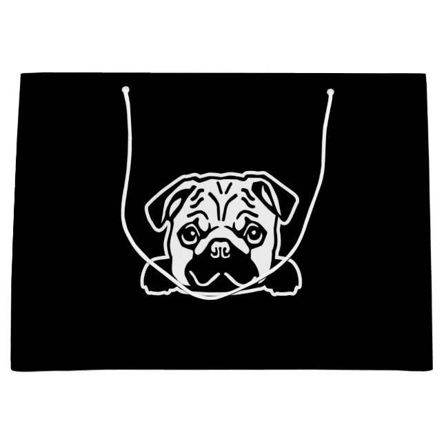 Pug Dog Sketch Portrait Große Geschenktüte (Vorderseite)