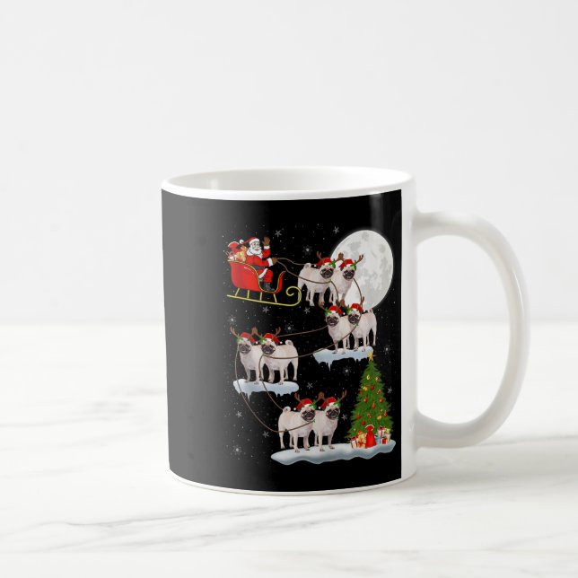 Pug Dogs Santa Sleigh Flying Funny Magical Christm Kaffeetasse (Rechts)
